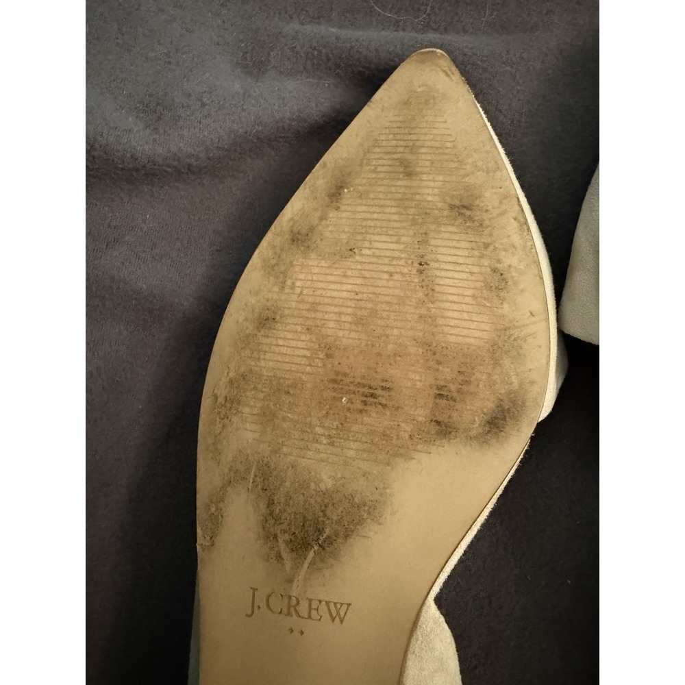 J. Crew Women's Zoe D'Orsay Flats Beige Tan Suede Pointed Toe Slip-On Shoes 8.5 - Picture 8 of 9